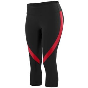 Augusta Sportswear 2405 - Ladies Action Color Block Capri Black/Red