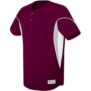 HighFive 312051 - Youth Ellipse Two Button Jersey Maroon/White