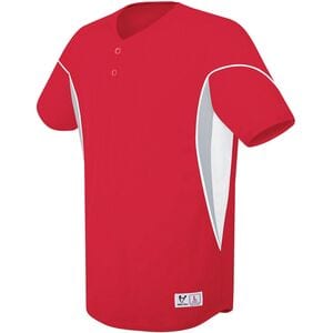 HighFive 312051 - Youth Ellipse Two Button Jersey Scarlet/White