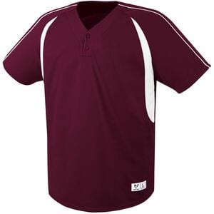 HighFive 312070 - Adult Impact Two Button Jersey Maroon/White