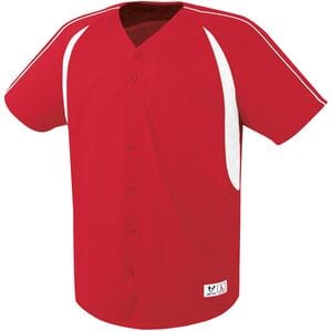 HighFive 312080 - Adult Impact Full Button Jersey Scarlet/White