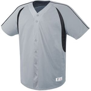 HighFive 312081 - Youth Impact Full Button Jersey Silver Grey/Black