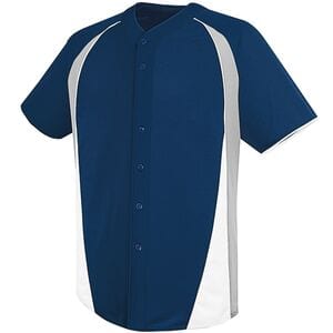 HighFive 312220 - Adult Ace Full Button Jersey Navy/ Silver Grey/ White