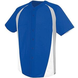 HighFive 312220 - Adult Ace Full Button Jersey Royal/ Silver Grey/ White
