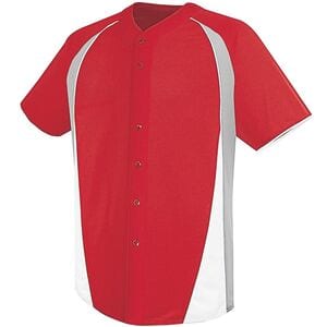 HighFive 312220 - Adult Ace Full Button Jersey Scarlet/Silver Grey/White