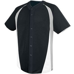 HighFive 312221 - Youth Ace Full Button Jersey Black/ Silver Grey/ White