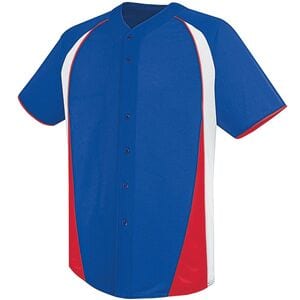 HighFive 312221 - Youth Ace Full Button Jersey Royal/White/Scarlet
