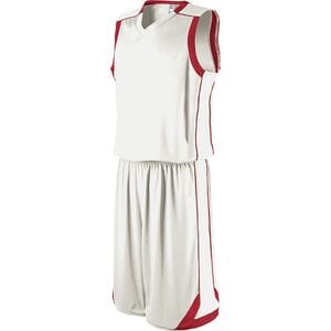 Holloway 224063 - Carthage Basketball Shorts White/Scarlet