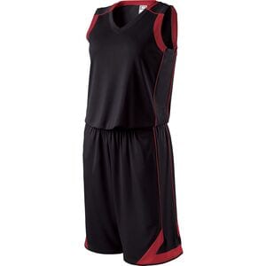 Holloway 224363 - Ladies Carthage Basketball Shorts Black/Scarlet