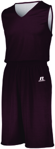 Russell 5R8DLB - Youth Undivided Solid Single Ply Reversible Shorts Maroon/White