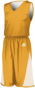 Russell 5R8DLM - Undivided Solid Single Ply Reversible Shorts Gold/White
