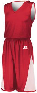 Russell 5R8DLM - Undivided Solid Single Ply Reversible Shorts True Red/White