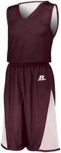 Russell 5R8DLM - Undivided Solid Single Ply Reversible Shorts Maroon/White