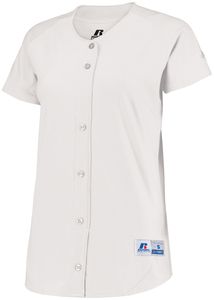 Russell 737VTX - Ladies Stretch Faux Button Jersey White