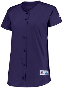 Russell 737VTX - Ladies Stretch Faux Button Jersey Purple