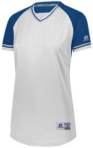 Russell R01X3X - Ladies Classic V Neck Jersey White/ Royal/ White