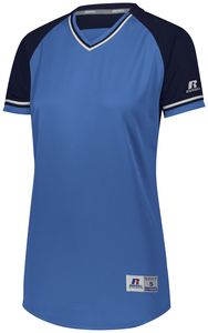 Russell R01X3X - Ladies Classic V Neck Jersey Columbia Blue/ Navy/ White