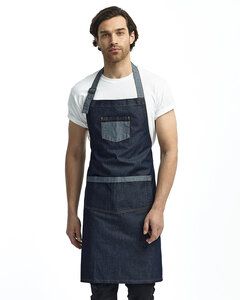 Artisan Collection by Reprime RP127 - Unisex Domain Contrast Denim Bib Apron Indigo Denim