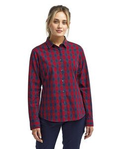Artisan Collection by Reprime RP350 - Ladies Mulligan Check Long-Sleeve Cotton Shirt Red/Navy