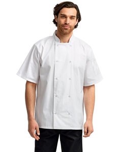Artisan Collection by Reprime RP664 - Unisex Studded Front Short-Sleeve Chef's Coat black
