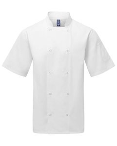Artisan Collection by Reprime RP664 - Unisex Studded Front Short-Sleeve Chef's Coat black