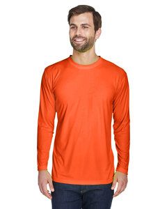 UltraClub 8422 - Adult Cool & Dry Sport Long-Sleeve Performance Interlock T-Shirt Bright Orange