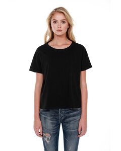StarTee ST1017 - Ladies 3.5 oz., 100% Cotton Raw-Neck Boxy T-Shirt Black