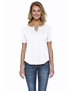 StarTee ST1422 - Ladies 4.3 oz., CVC  Slit V-Neck T-Shirt White