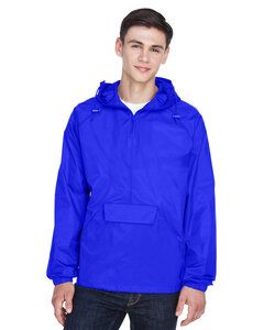 UltraClub 8925 - Adult Quarter-Zip Hooded Pullover Pack-Away Jacket