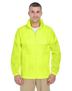 UltraClub 8929 - Adult Full-Zip Hooded Pack-Away Jacket Bright Yellow