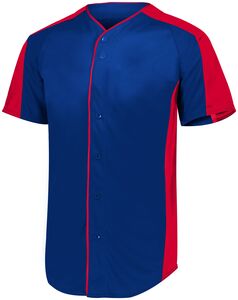 Augusta Sportswear 1656 - Youth Full Button Baseball Jersey Navy/Red