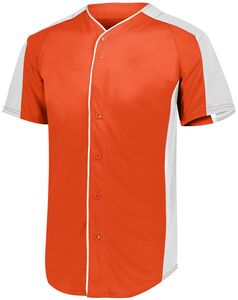 Augusta Sportswear 1656 - Youth Full Button Baseball Jersey Orange/White