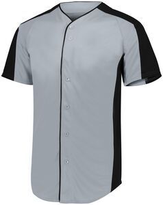 Augusta Sportswear 1656 - Youth Full Button Baseball Jersey Blue Grey/ Black