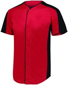 Augusta Sportswear 1656 - Youth Full Button Baseball Jersey Red/Black