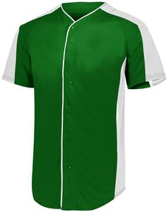 Augusta Sportswear 1656 - Youth Full Button Baseball Jersey Dark Green/White