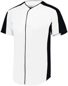 Augusta Sportswear 1655 - Full Button Baseball Jersey White/Black
