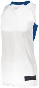Augusta Sportswear 1732 - Ladies Step Back Basketball Jersey White/Royal