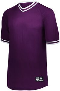 Holloway 221021 - Retro V Neck Baseball Jersey Purple/White