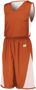 Russell 5R5DLM - Undivided Single Ply Reversible Jersey Burnt Orange/ White