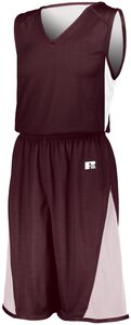 Russell 5R5DLM - Undivided Single Ply Reversible Jersey Maroon/White