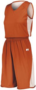 Russell 5R5DLX - Ladies Undivided Single Ply Reversible Jersey Burnt Orange/ White