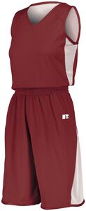 Russell 5R5DLX - Ladies Undivided Single Ply Reversible Jersey Cardinal/White