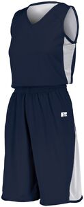 Russell 5R5DLX - Ladies Undivided Single Ply Reversible Jersey Navy/White