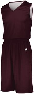 Russell 5R9DLB - Youth Undivided Solid Single Ply Reversible Jersey Maroon/White