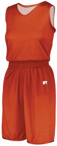 Russell 5R9DLX - Ladies Undivided Solid Single Ply Reversible Jersey Burnt Orange/ White