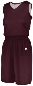 Russell 5R9DLX - Ladies Undivided Solid Single Ply Reversible Jersey Maroon/White