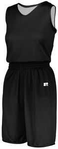Russell 5R9DLX - Ladies Undivided Solid Single Ply Reversible Jersey Black/White