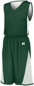 Russell 5R6DLB - Youth Undivided Single Ply Reversible Shorts Dark Green/White