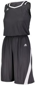 Russell 3B2X2X - Ladies Athletic Cut Shorts Black/White