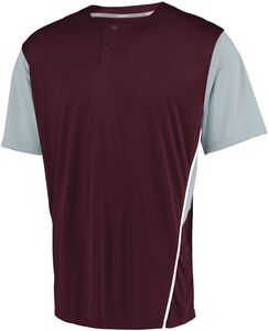 Russell 3R6X2B - Youth Two Button Placket Jersey Maroon/Baseball Grey